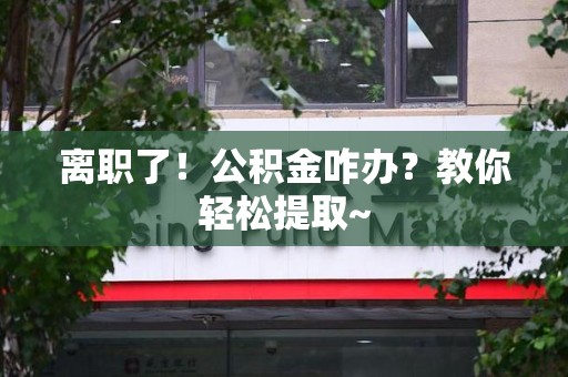 湾里离职了！公积金咋办？教你轻松提取~